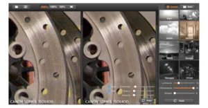 Less Noise Fixing differences before and after using remove grain from photo