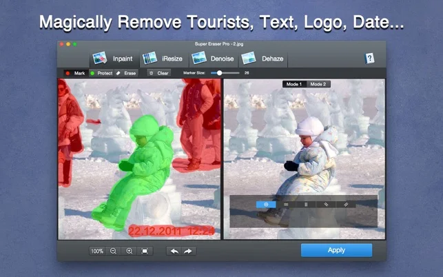 before and after picture after using remove object from photos feature
