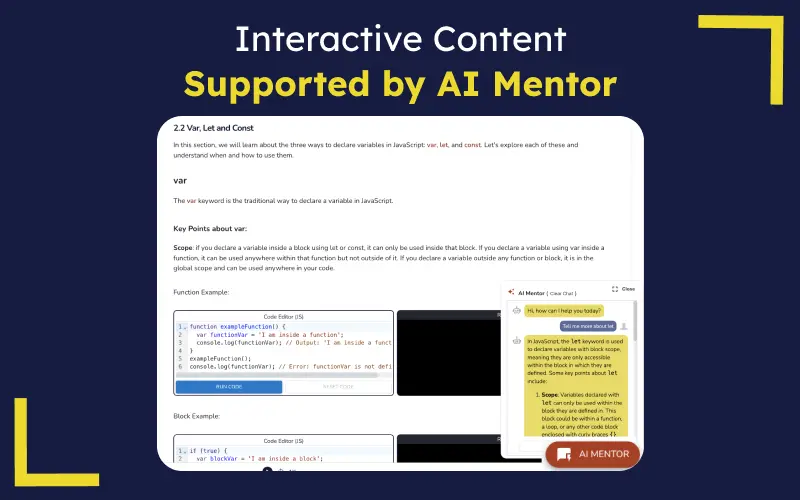 AI Mentor User interface of SkillReactor - AI Learning platform