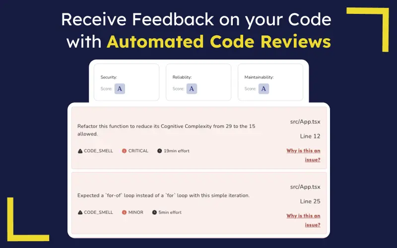 Automated Code reviews feature of SkillReactor - AI Code learning platform