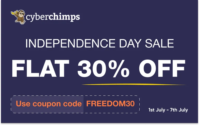 Cyberchimps Independence Day Sale Banner