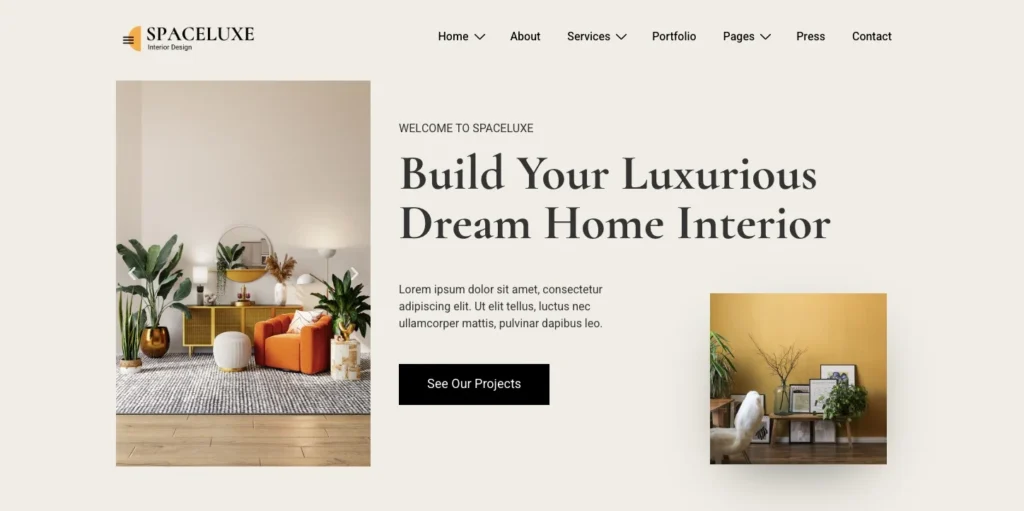 Interior design firm wp template preview