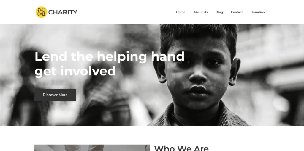 Charity wordpress template preview