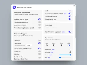 MaxFocus - Link Preview Extension Customizations.