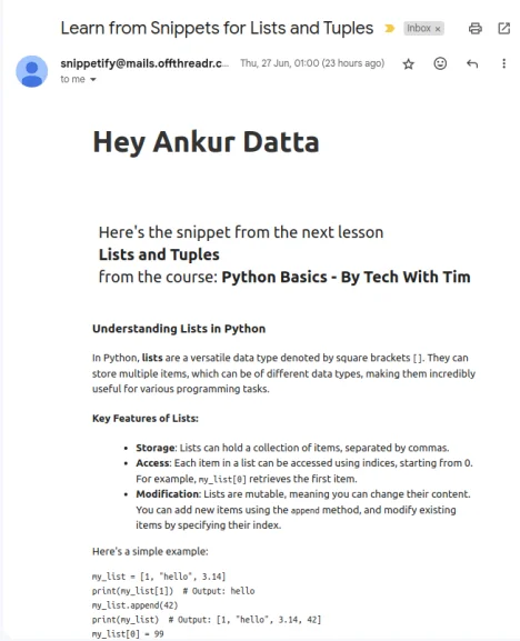 Course Snippets Preview