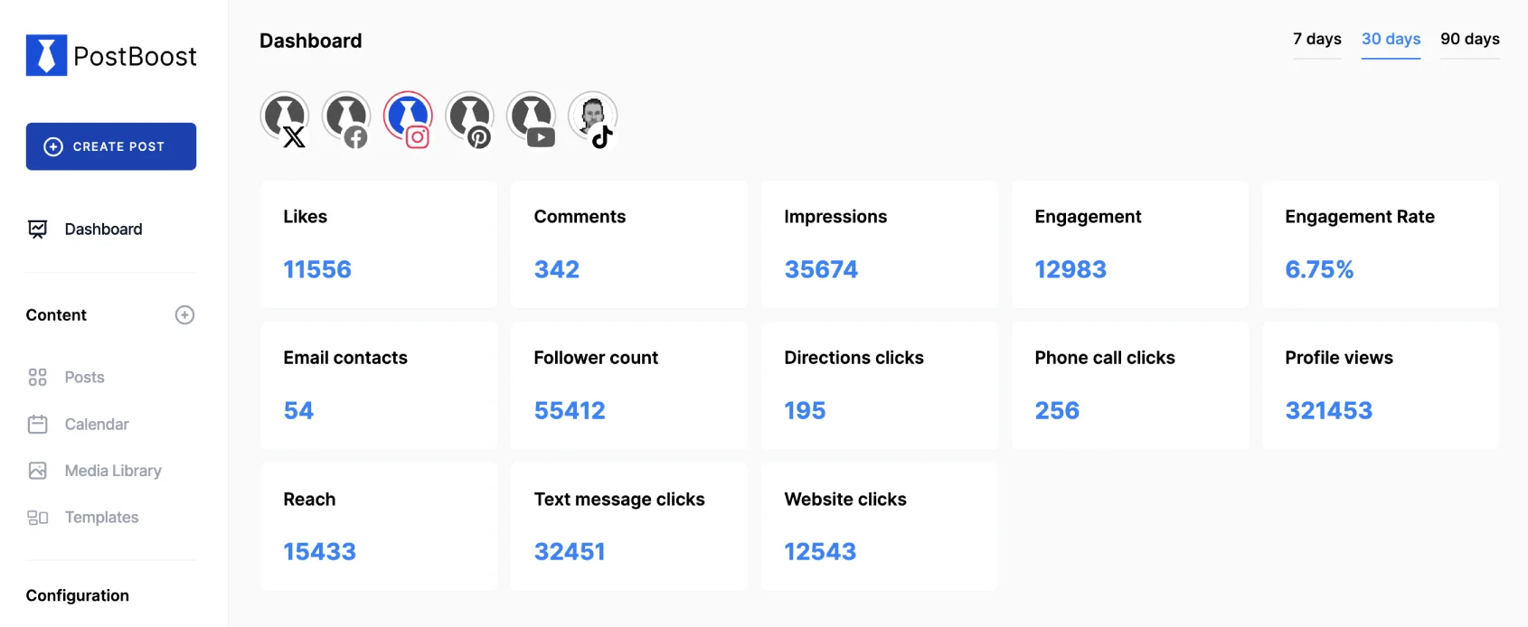 PostBoost Dashboard User Interface