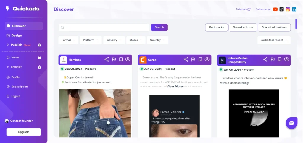 Discover campaign ads with Quickads - AI Ad Generator Tool preview