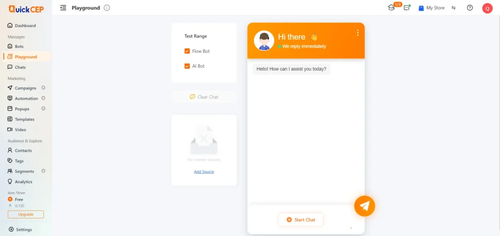 QuickCEPs Playground feature