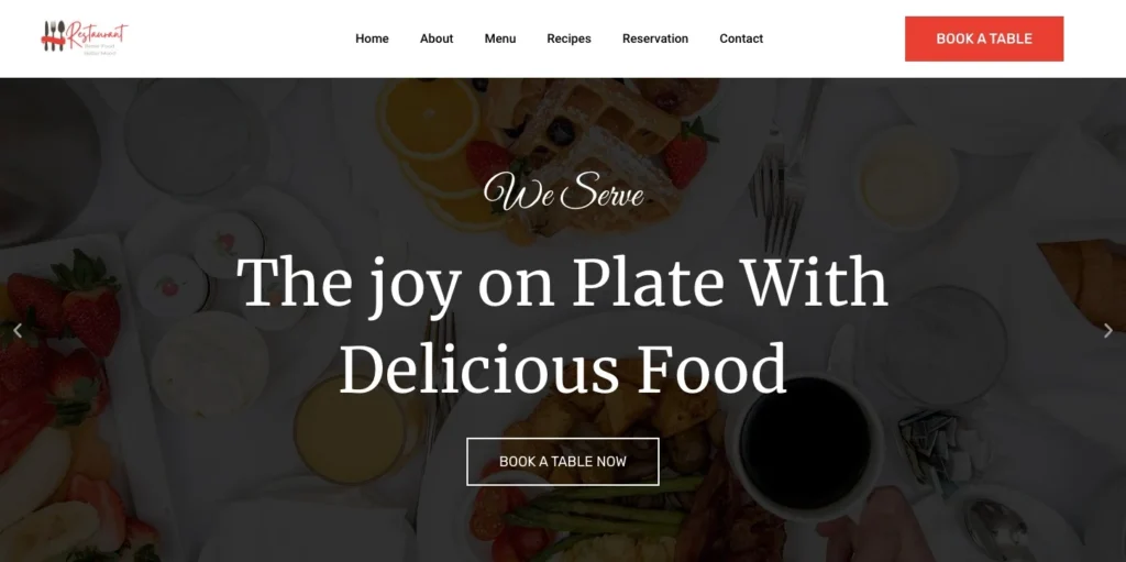 Restaurant wordpress template preview