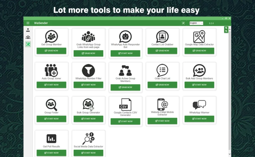 More tool included in WASender - WhatsApp Bulk Messager Sender. wa sender chrome plugin