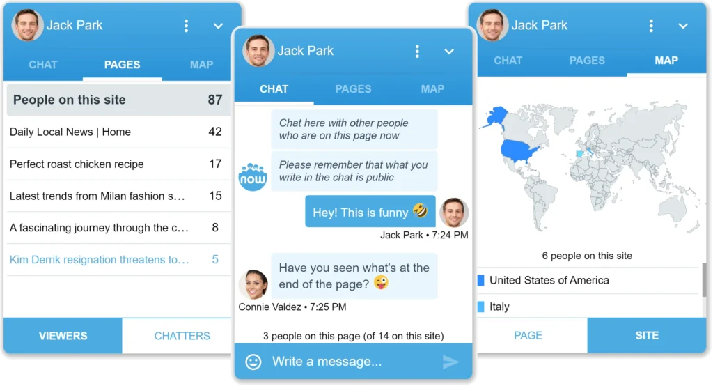 Widget Screens provided by Now4Real - Live Chat Software