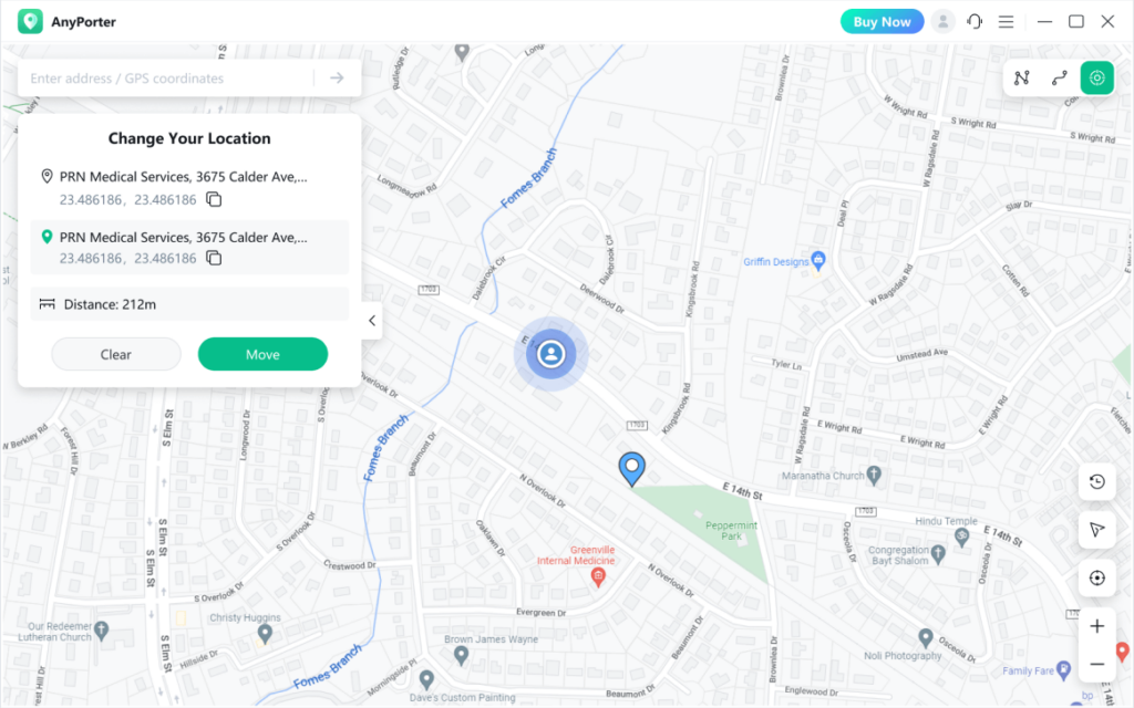 Location spoofer feature of Selecting a Destination or Creating a Route