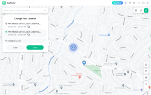 Location spoofer feature of Selecting a Destination or Creating a Route
