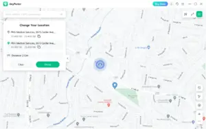 Location spoofer feature of Selecting a Destination or Creating a Route