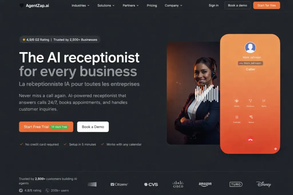 Agentzap.ai - AI Receptionist for Lead Qualification Feature Image