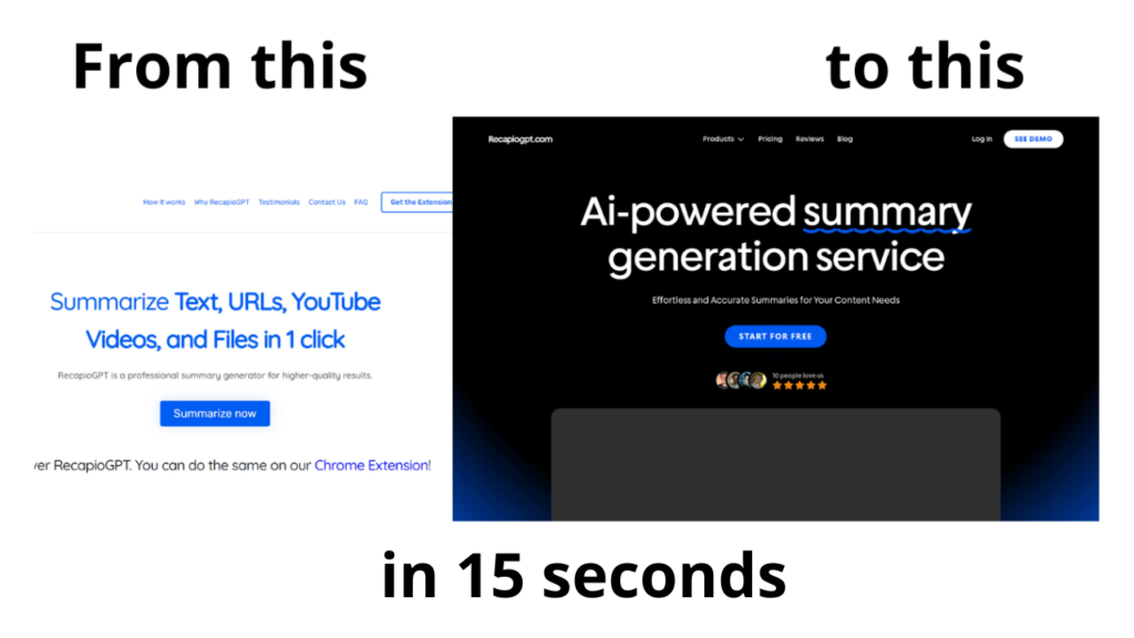 Preview of Ai Web design generator Website transformation