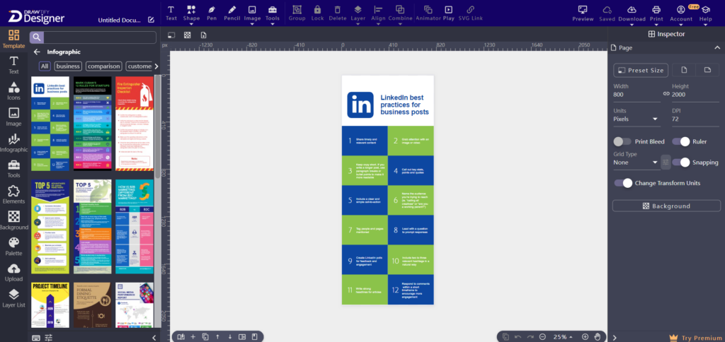 LinkedIn Template in Drawtify Infographic Designs creator