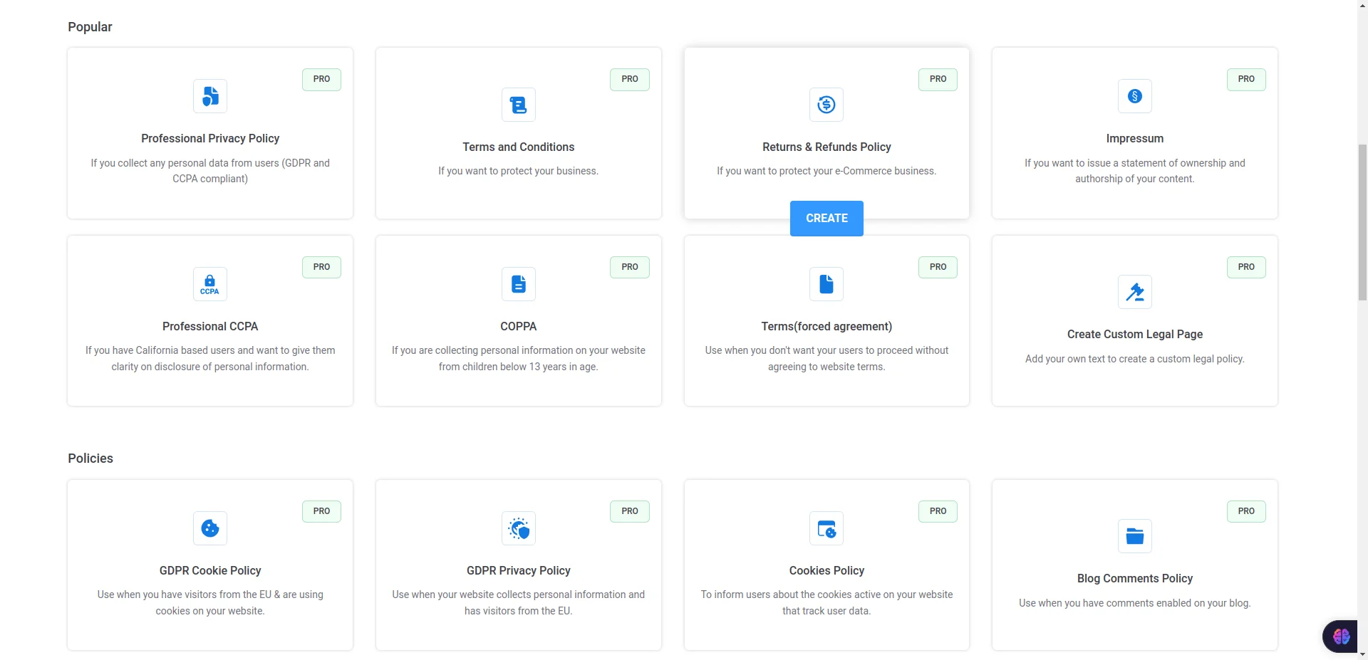 Features Of WP Legal Pages Compliance Platform