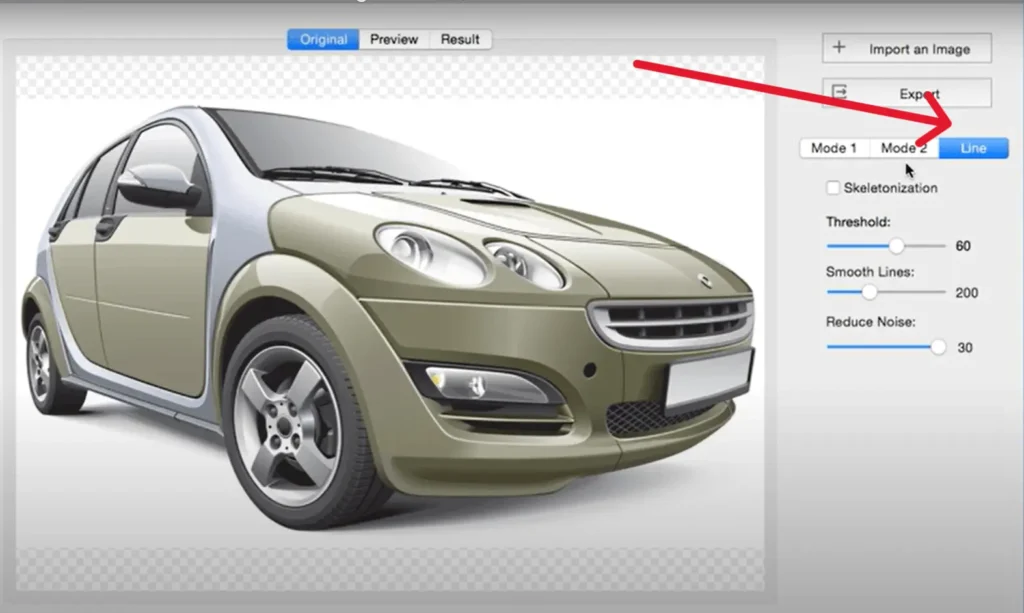 Super Vectorizer pro Line mode UI