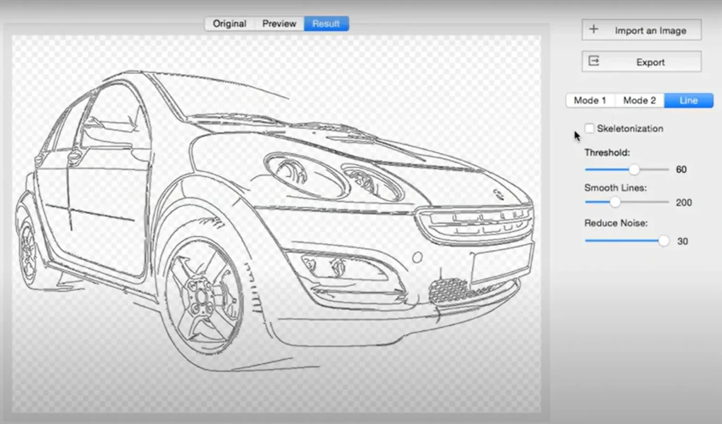 Super Vectorizer pro Line mode UI