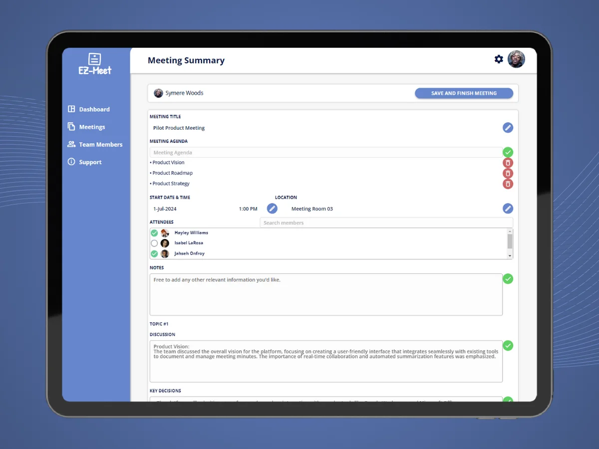 Mitutes Of The Meeting Feature Of EZ-Meet Information Management Software