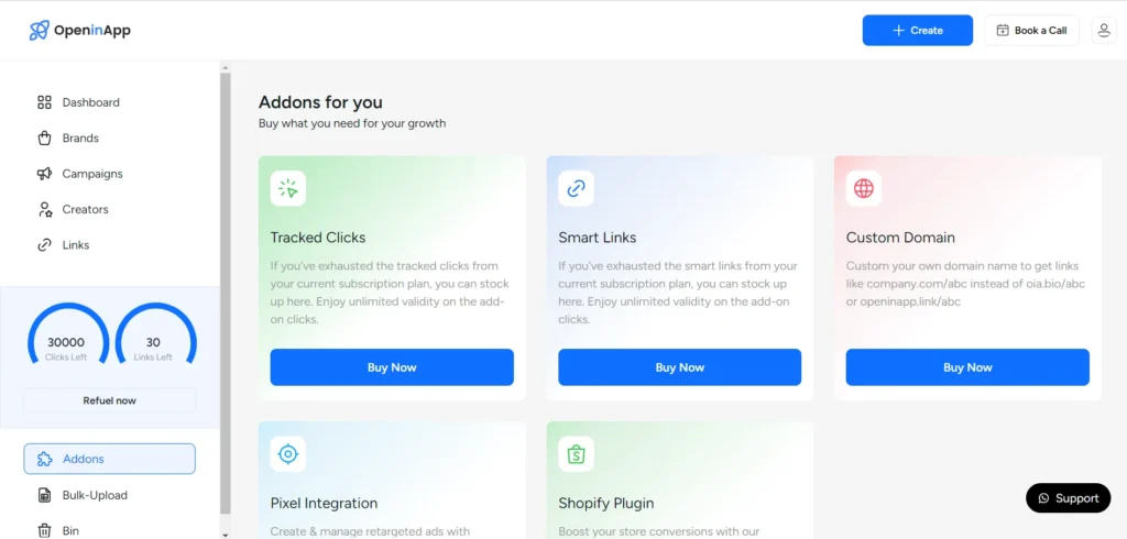 OpeninApp Addons Feature
