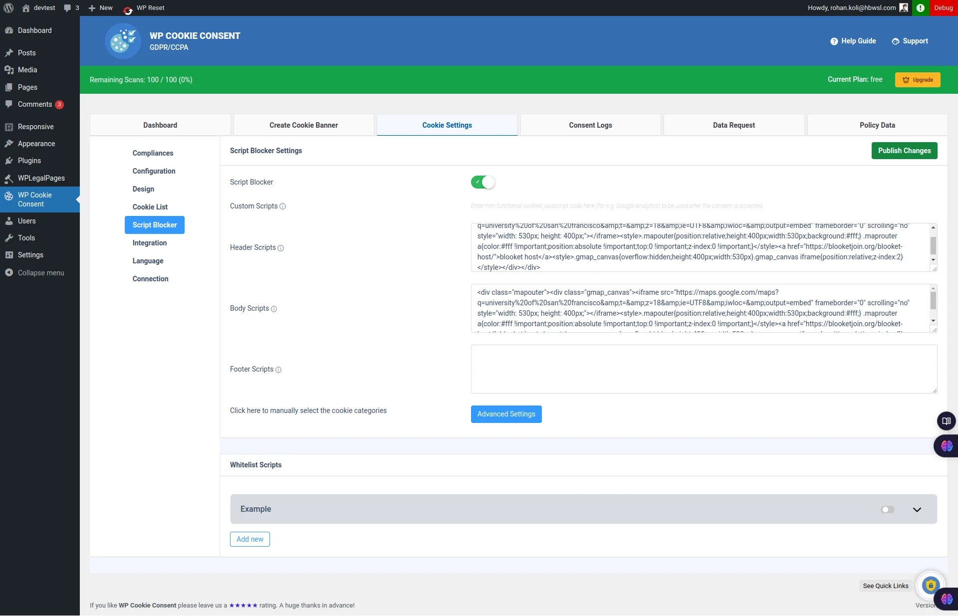 Script Blocker WP Cookie Consent - Privacy Policy Page generator