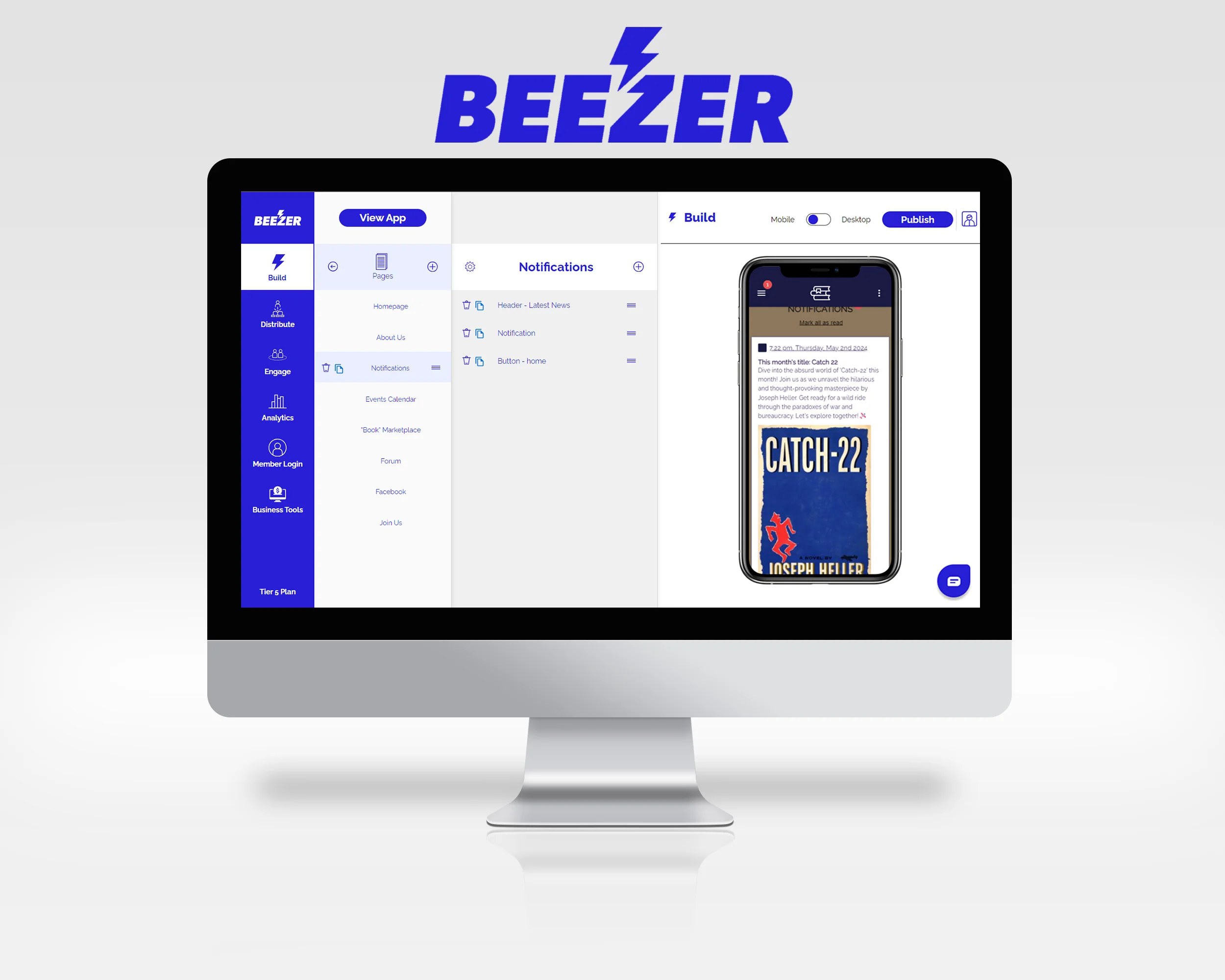 bookclub feature of beezer no code app builder book club feature