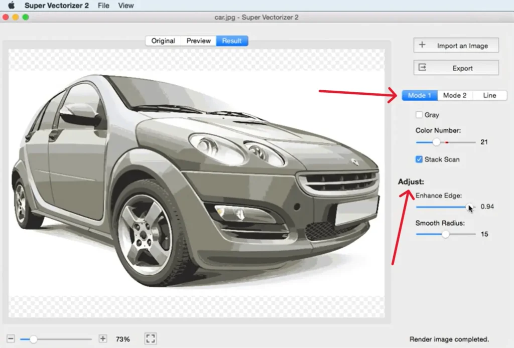 Super Vectorizer Pro -Raster to Vector Mode 1 UI