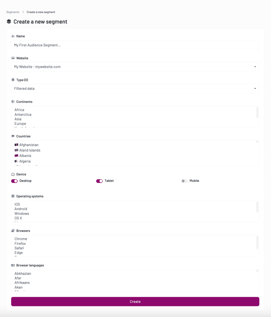 Contact Concert - Create a New Segment