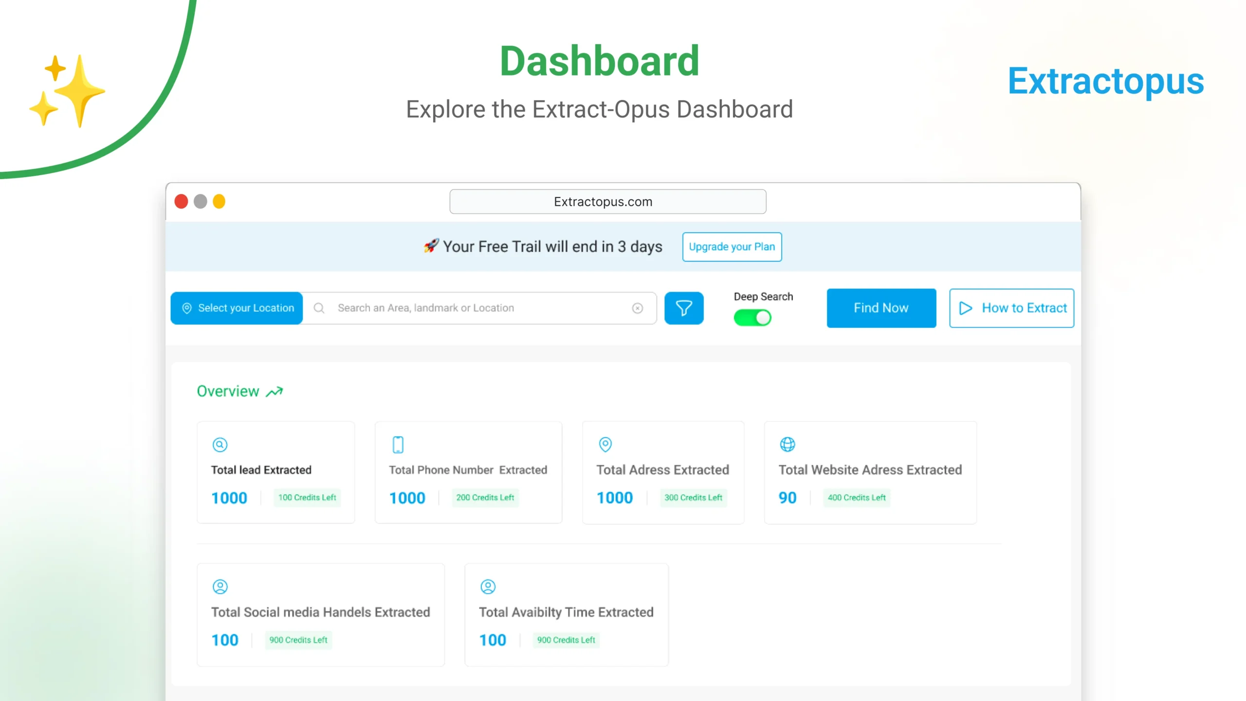 Extractopus lead extractor user interface with filter options