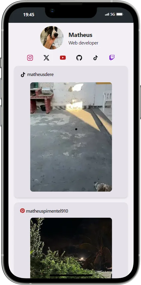 Feed Page Mobile View of the account