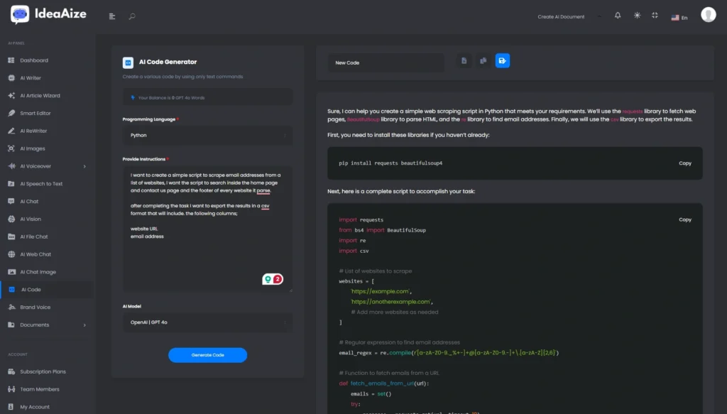 <b> AI Code-Generator</b>