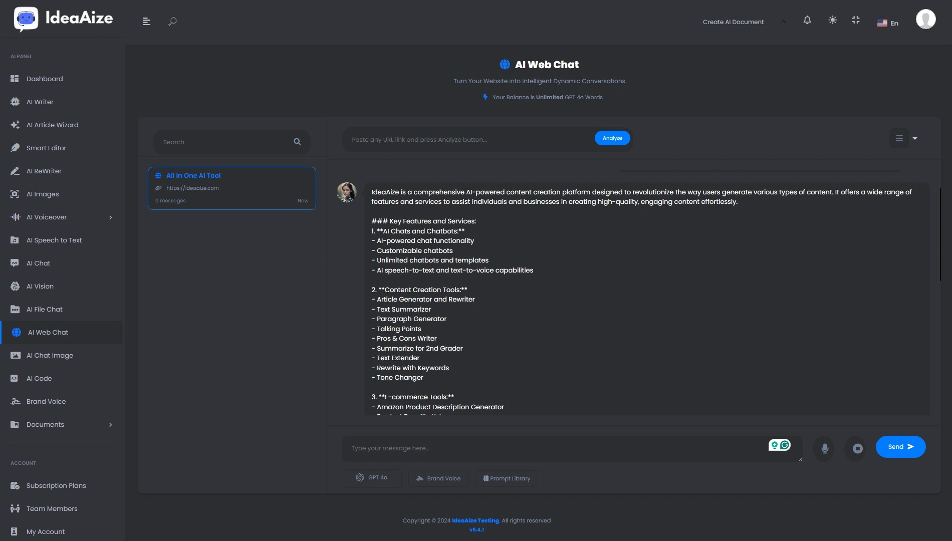 NewDashboard AI Web-Chat