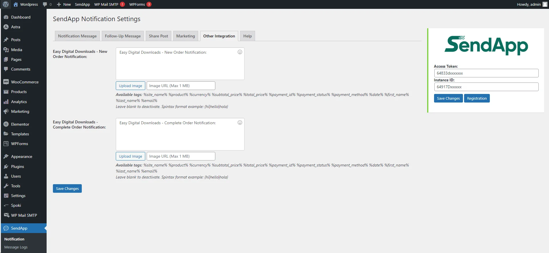 SendApp Dashboard User Interface