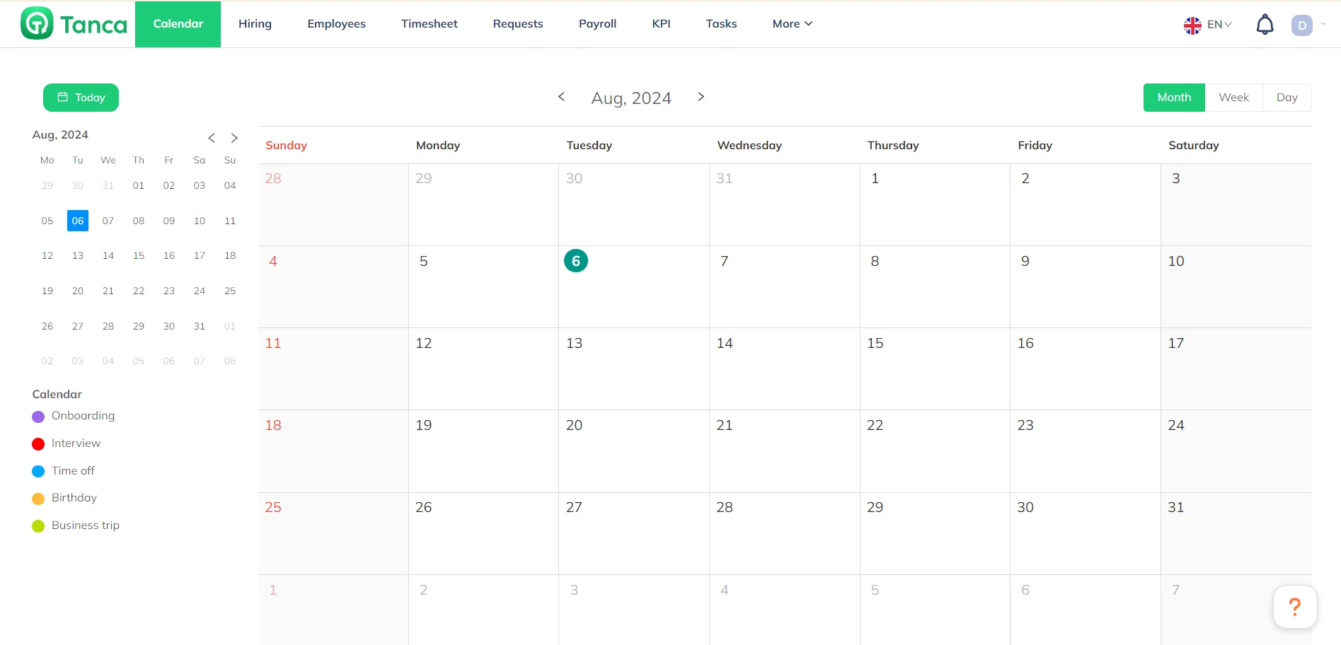 TancaHR HRM Management Calendar