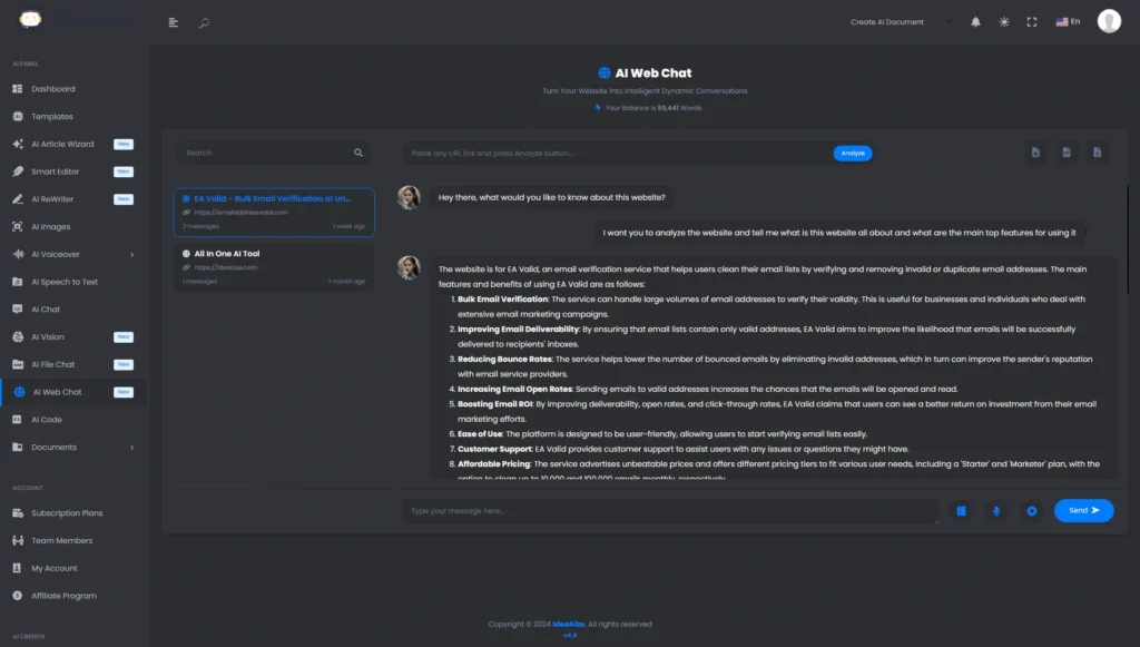 <b>User-Dashboard AI-WebChat</b>