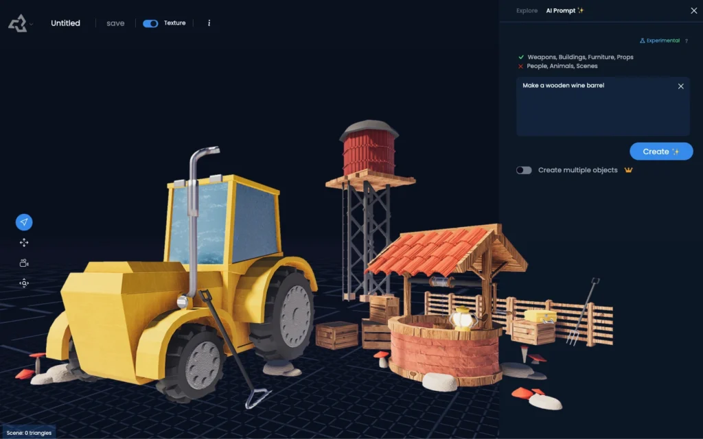 Preview of Sloyd displaying prompt generated models