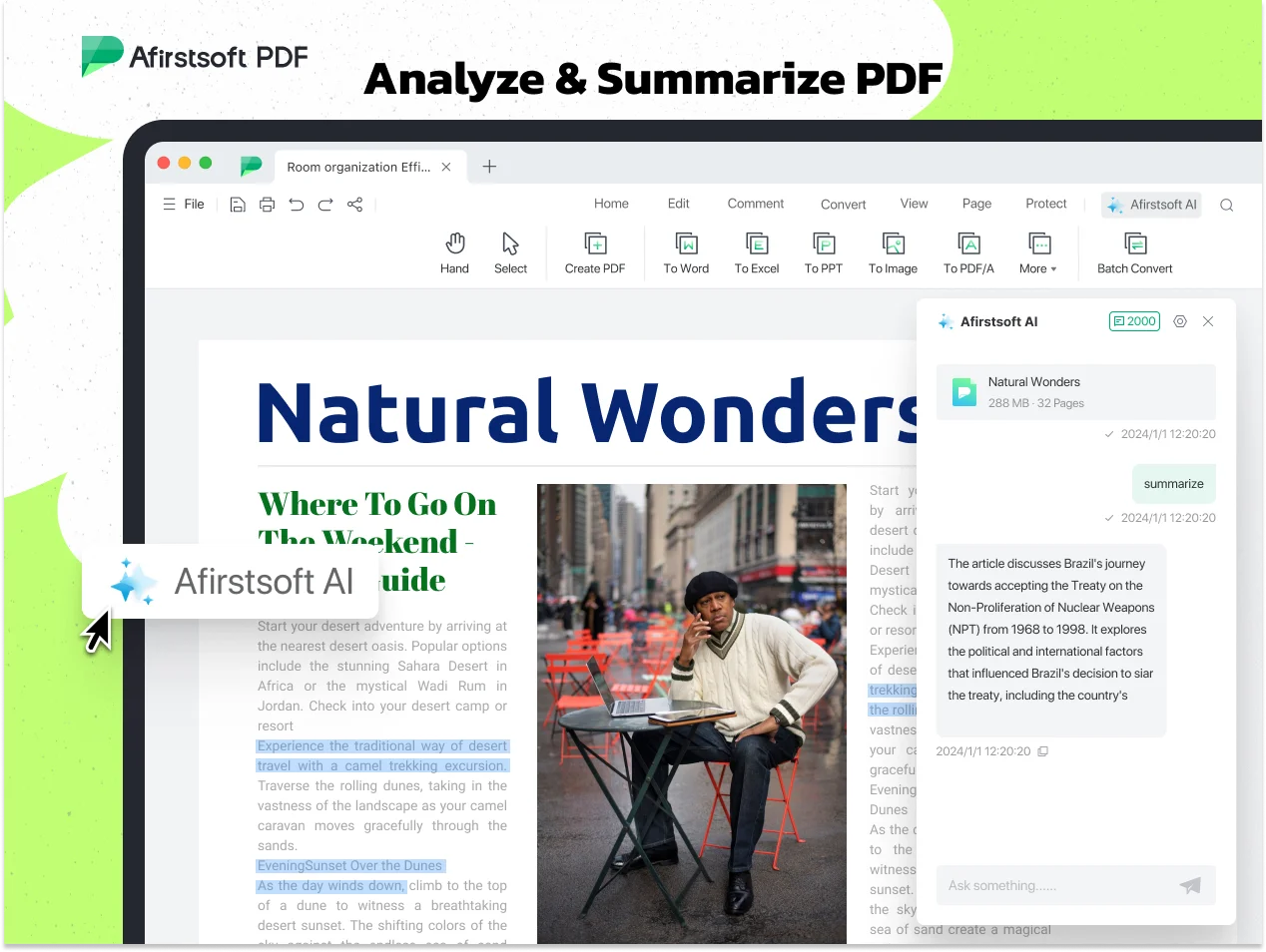 Analyse and Summarise pdfs Feature of AFirstsoft PDF