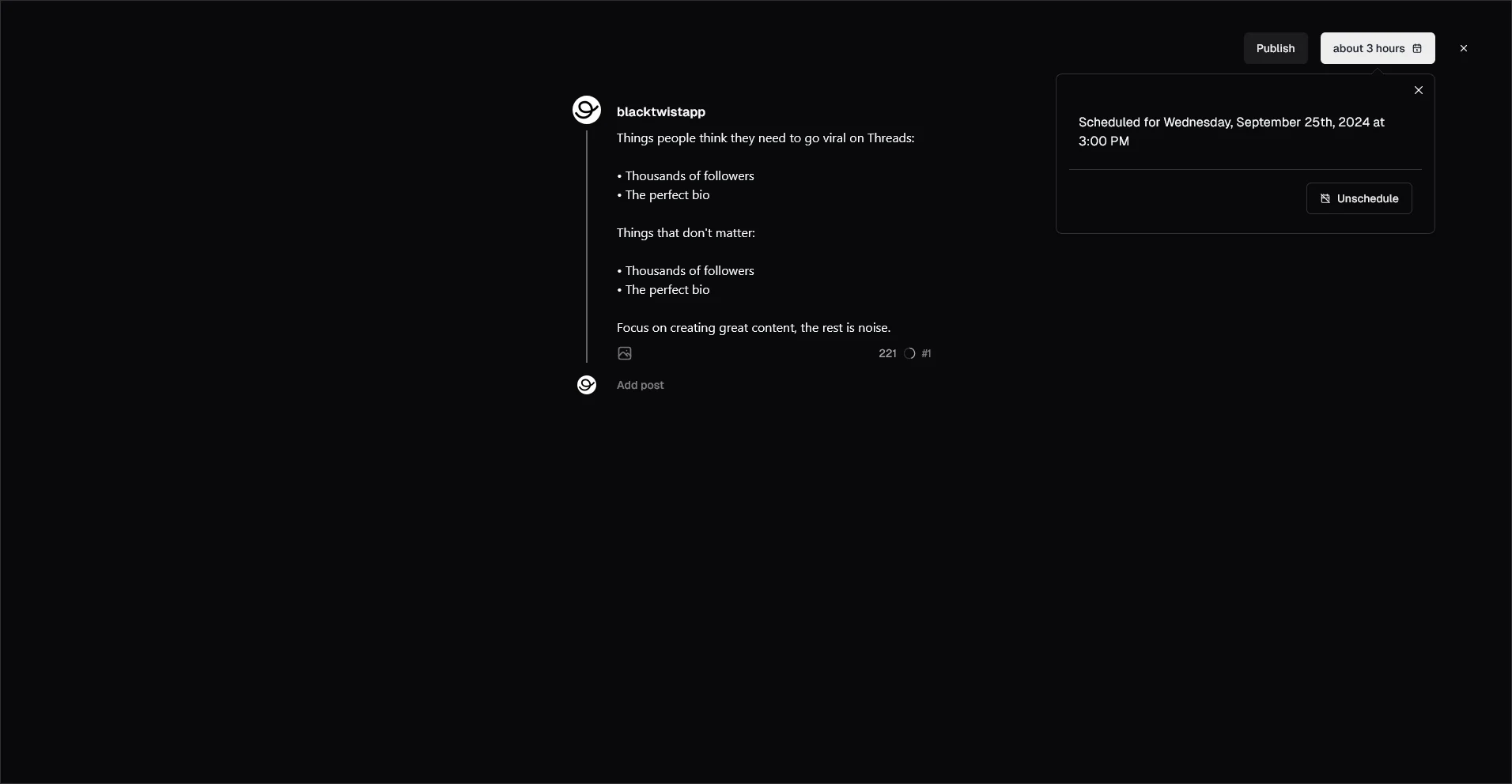 Calendar Notifications Of BlackTwist Social Media Automation For Threads