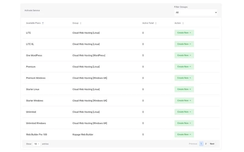 FastMoose Agency Reseller Hosting Filter Groups Feature