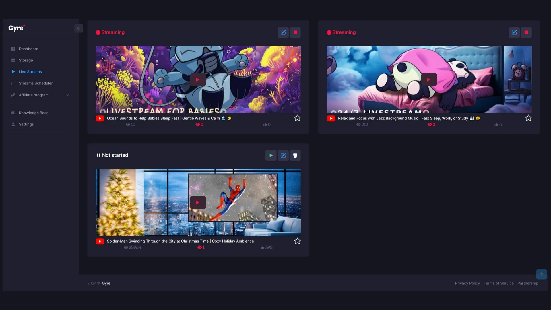 Stream continous videos on Gyre