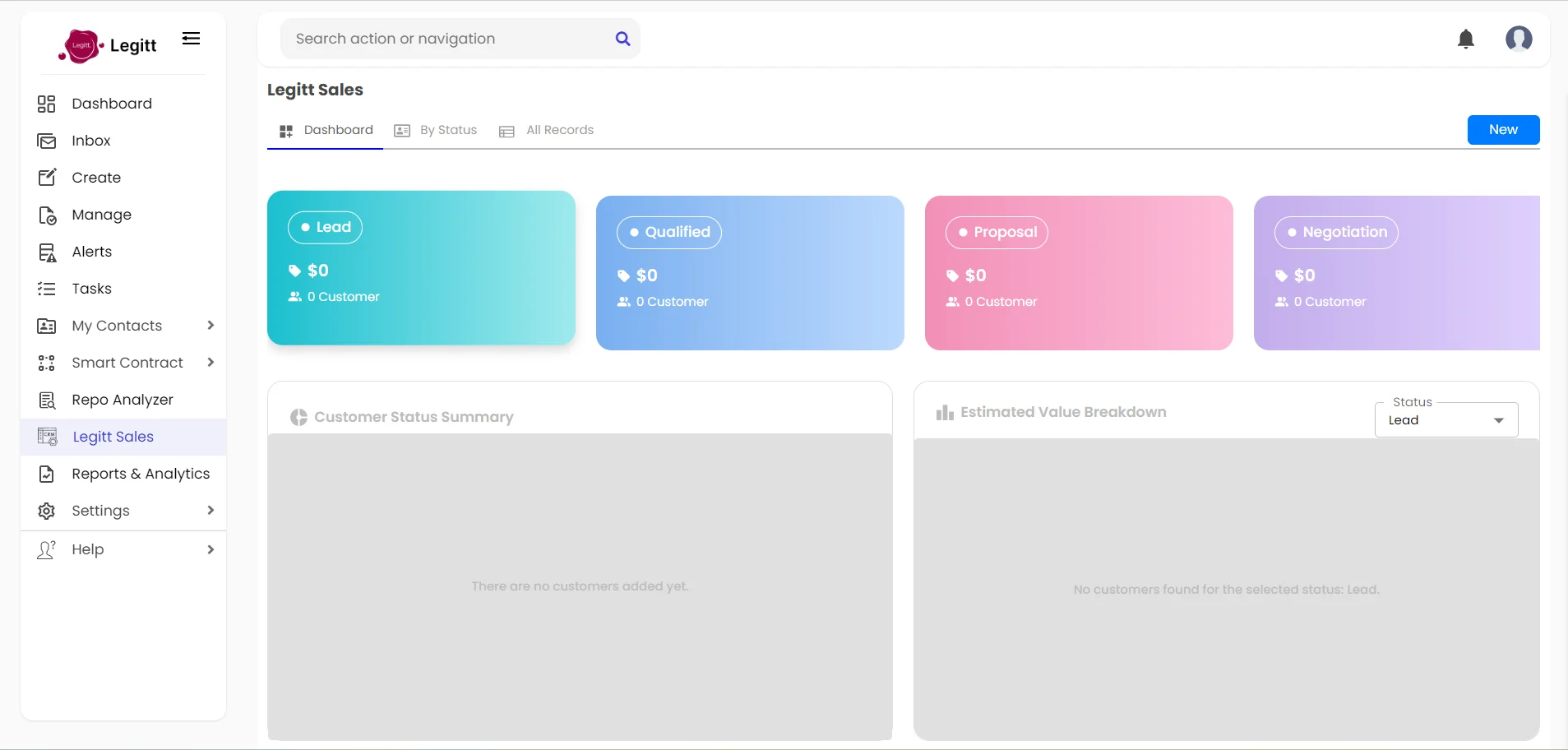 Sales Dashboard of Legitt eSign - Electronic Signature Software