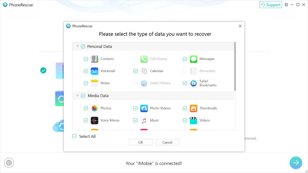 PhoneRescue iOS Data Recovery Software User Interface
