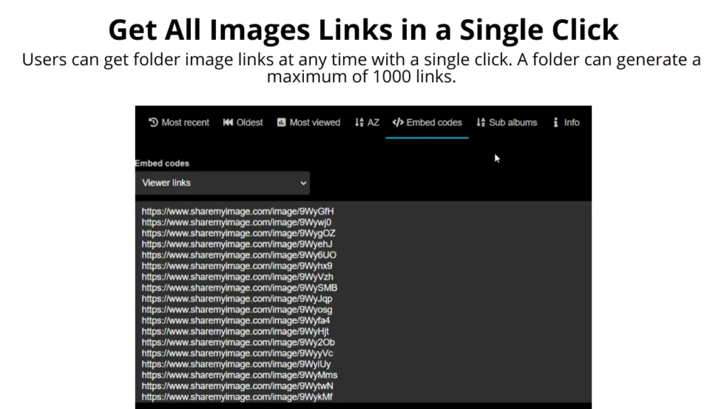 Get All Image Links In A Single Click Feature