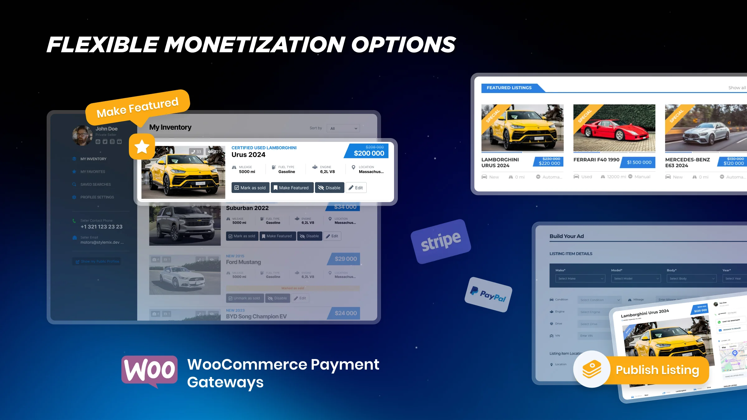 Monitization options to be included on the wordpress website