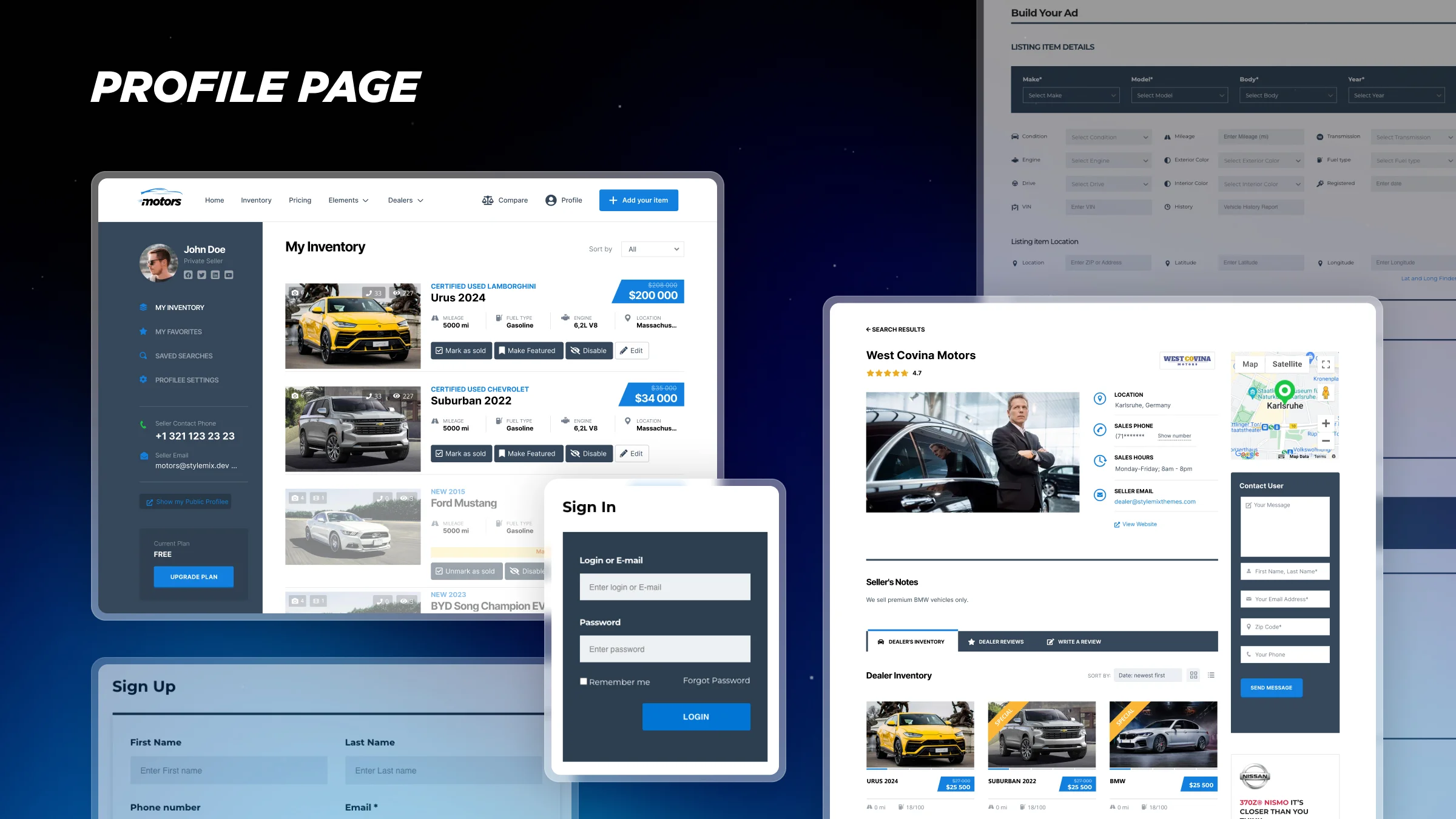 Create A profile page using Car Dealer WordPress Plugin