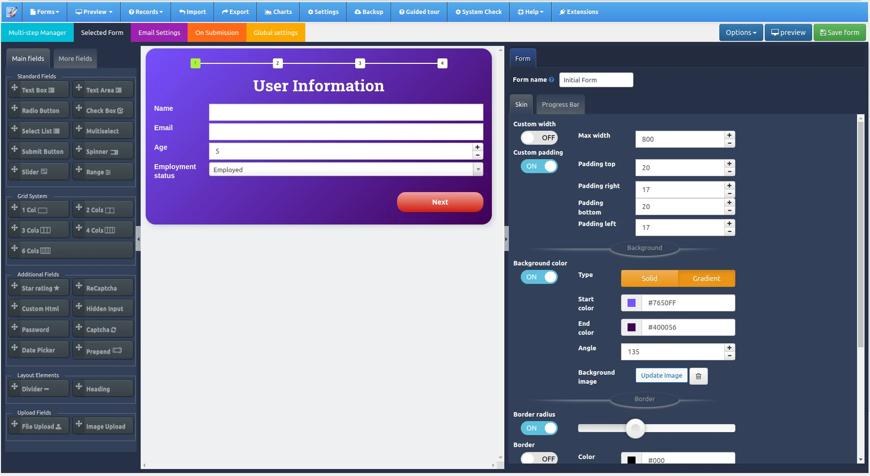 <b>Selected Forms UI</b>