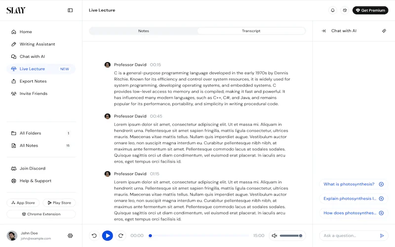 Slay School - AI Tool For Education Record Lecture