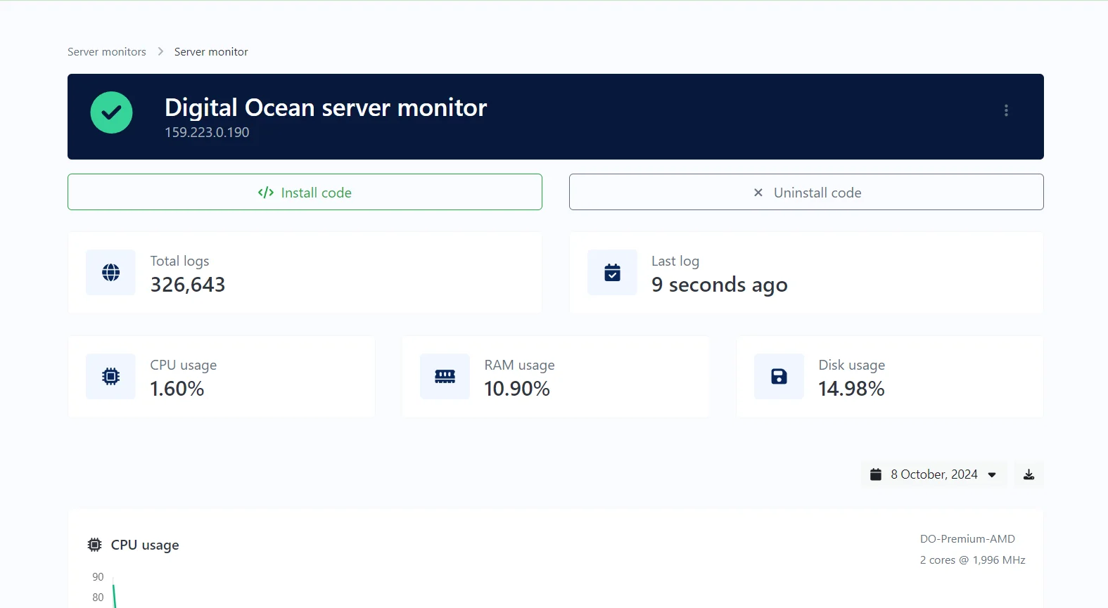 Digital Ocean Server Monitor Webilytics